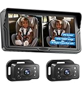 Dual Baby Car Camera for 2 Kids - 6.86 Inch IPS AHD 1080P Split Screen Monitor with 2 Backseat Ca...
