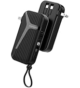 Portable Charger with Built in Cables and Foldable AC Wall Plug,10000mAh Power Bank, LED Display ...
