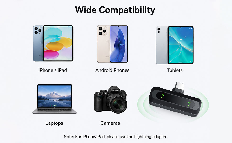 KoXeetech Back Wireless Lavalier Microphone for iPhone/Android