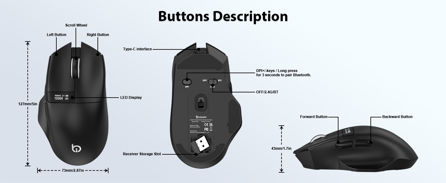 computer mouse bluetooth wireless mouse for laptop