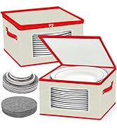 homyfort China Plate Storage Containers, Dish Storage Box Protectors, 2 Pack 12 Inch Hard Shell D...