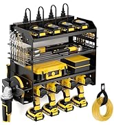 POKIPO Power Tool Organizer Charging Station with Angle Grinder Holder, Heavy Duty 4 Layer Drill ...