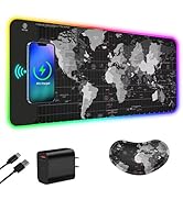 ToLuLu Wireless Charging RGB Gaming Mouse Pad, 15W LED Mouse Mat with 30W Charger, 14 Light Modes...