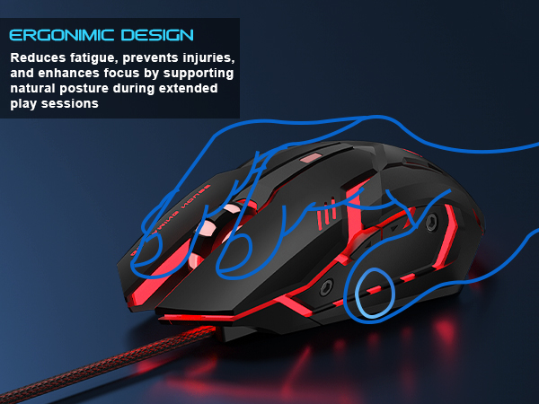 ergonomic gaming mouse backlight