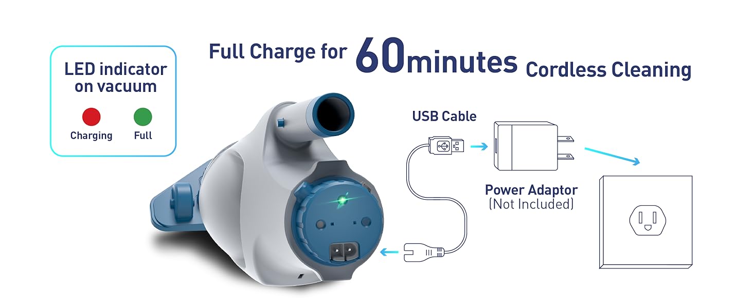 Handheld cordless pool vacuum cleaner