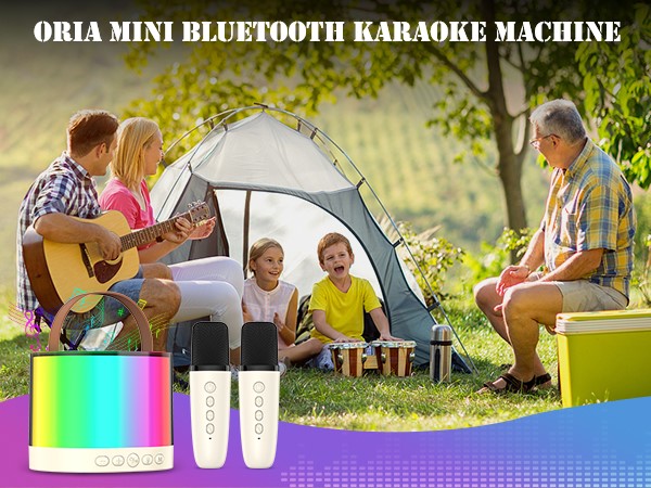 Mini Karaoke Machine, Bluetooth Karaoke Speaker with 2 Wireless Microphones