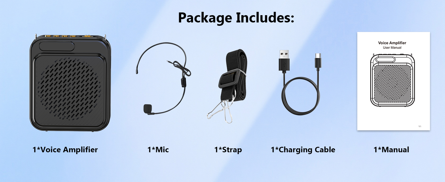 voice amplifier wired microphone package includes