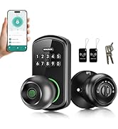 VANZBON Smart Door Knob Lock with Keypad,Keypad Door Knob with Handle for Bedroom,Fingerprint Doo...