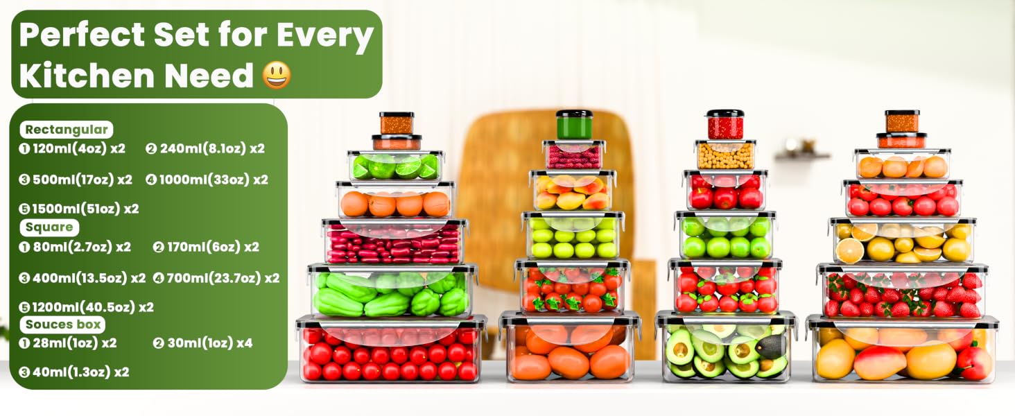 56 Pcs Food storage containers with lids