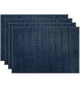 Niviy Dark Blue Placemats Set of 4, 12x18 Inch Washable Easy to Clean Heat-Resistant Anti-Skid Na...