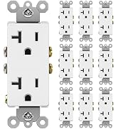 BESTTEN 10 Pack 20 Amp Decorator Wall Receptacle Outlet, Non-Tamper-Resistant, 20A/125V/2500W, Re...