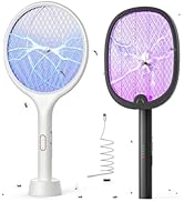 YISSVIC Electric Fly Swatter 4000V Bug Zapper Racket Dual Modes 2PCS with Purple Mosquito Light