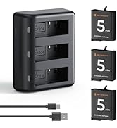 K&amp;F Concept Osmo Action 5 Pro/4/3 Cargador de batería, paquete de 3 baterías Action 5 Pro de 2100...