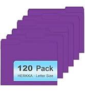 File Folder, HERKKA 120 Pack 1/3 Cut Tab File Folders, File Folders Great for Organizing and Fili...