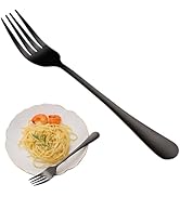 Black Dinner Forks Set, 8-Piece 8 Inches Food-Grade Stainless Steel Silverware Forks,Dishwasher S...