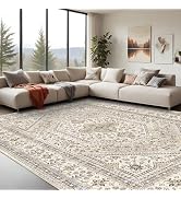 Puino 10x14 Washable Vintage Rug: Oriental Rugs for Living Room Non Slip Backing Stain Resistant ...
