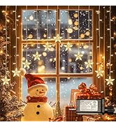 YOUNGAR Stars Icicle Lights,Younger Stars Curtain Lights,11.5ft 118LED Hanging Lights for Home Be...
