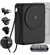 Portable Charger,10000mAh Magnetic Power Bank Wireless Charger &amp; USB C Cable w/Wall Plug (UK/EU/A...