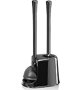 Toilet Plunger and Brush Set, Toilet Brush and Plunger with Ventilated Holder, 2-in-1 Bathroom Cl...