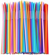 [100 Pack] 10.24" High Extra Long Flexible Plastic Straws, Disposable Drinking Straws, Colorful B...