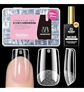Beetles Gel Nail Kit Etch-X, Square Short, 288pcs 12 Sizes Nail tips, with 10ml Hema-Free Nail Gl...