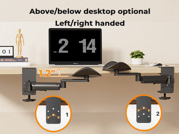 below desktop armrest