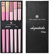 Chopsticks Reusable Dishwasher Safe, GLAMFIELDS 5 Pairs 9.5 Inches Premium Chop Sticks Set for Su...
