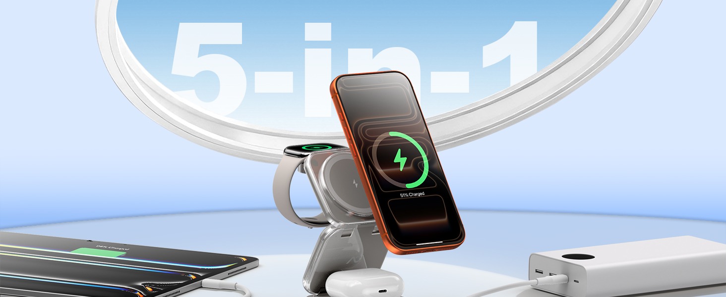 AC ISLAND W7 Flip 5 in 1 Charging Station for MagSafe