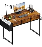 Lufeiya Computer Desk with 3 Fabric Drawers for Bedroom, 39 Inch Home Office PC Desk with Storage...