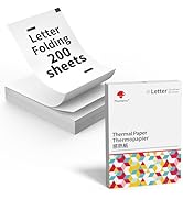 200 Sheets Phomemo Thermal Paper 8.5'' x 11'', US Letter Size Fold Thermal Paper Compatible with ...