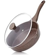 SENSARTE Nonstick Deep Frying Pan Skillet, 10-inch Saute Pan with Lid, Stay-Cool Handle, Cooking ...