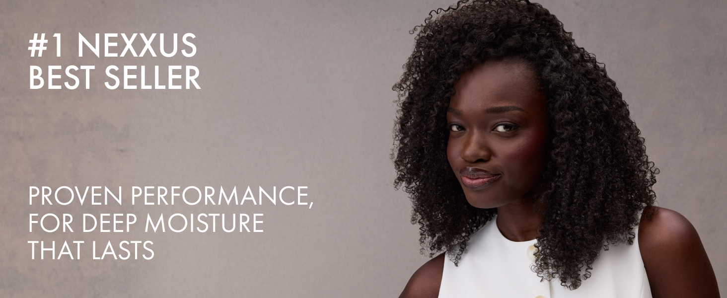 Young woman with vibrant dark curly hair and bold expression beside best selling product text.
