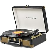 Portable Record Player Vintage 3-Speed Bluetooth Suitcase Record Player Turntable with Built-in S...