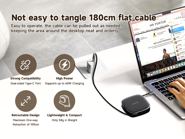 retractable usbc cable