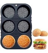 Obsoorth Hamburger Bun Pan,6 Cavity Silicone Hamburger Bread Mold,Non-Stick Heat-Hamburger Bun Mo...