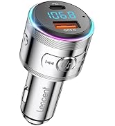 LENCENT Bluetooth 5.3 FM Transmitter,Full Metal Bluetooth car Adapter with PD 20W &amp; QC3.0 Fast Ch...
