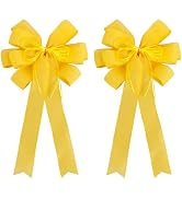 RIBBOOO 2 Pack Yellow Christmas Tree Bows 12x20inch Large Burlap Wreath Bow with Glitter String f...