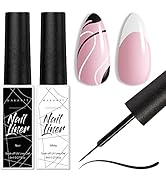 Makartt Gel Nail Polish Liner Set 8ML 2 Colors White and Black for French Nail Art French Tips Sw...