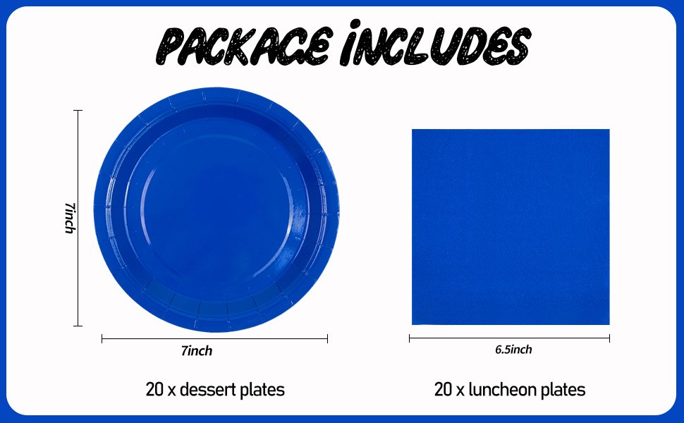 Blue paper plates and napkins