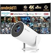 HY300 PRO Mini Portable Projector, Support 4K 1080P with Dual-Band WIFI6 5G Wireless 5.0 Bluetoot...