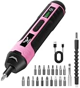 JENABOM Electric Screwdriver Pink, 3.6V Rechargeable Cordless Screwdriver, 5N.m Max Torque, 4-Gea...
