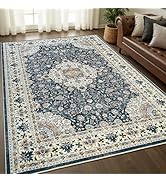 Goideal Washable Rug 5x7, Vintage Area Rugs Non Slip, Indoor Low Pile Carpet with Rubber Backing ...