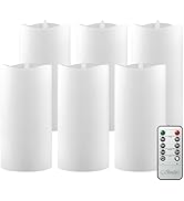 Stonebriar 6 Count White Real Wax 3x6 Flameless LED Pillar Candles with Remote and Timer