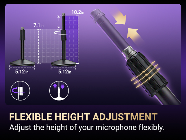 flexible height-adjustable mic stand