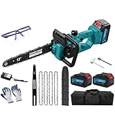 TEEANEES 12" Brushless Cordless Chainsaw with 2x4.0Ah Batteries, 1200W High Power Electric Chains...