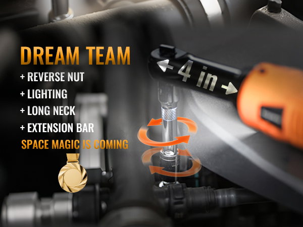 Bingoway 3/8" Extended Electric Ratchet Wrench Set