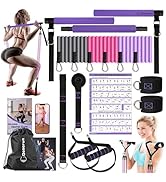 Goocrun Portable Pilates Bar Kit with Resistance Bands for Men and Women - 3 Set Exercise Resista...