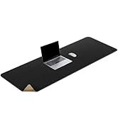 Vyaaa Cork &amp; Leather Desk Mat, 47.2" x 15.7" Dual Sided Leather Desk Pad, Large Mouse Pad ï¼?Waterp...