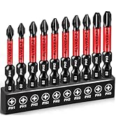 RLVKEAZ 10-Pack Phillips Bits #1#2#3 Impact Magnetic, 2 Inch Phillips Head Drill &amp; Screwdriver Bi...