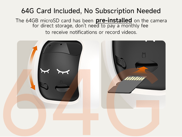 CINMOORE 3K Indoor Camera 5G Wi-Fi Cam AI Detection Motion Tracking 64GB Card Pre-installed